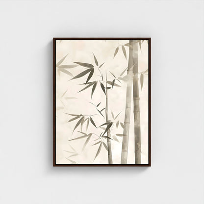 Minimalist Bamboo Botanical Framed Wall Art Canvas Print - Zen Neutral Nature Artwork