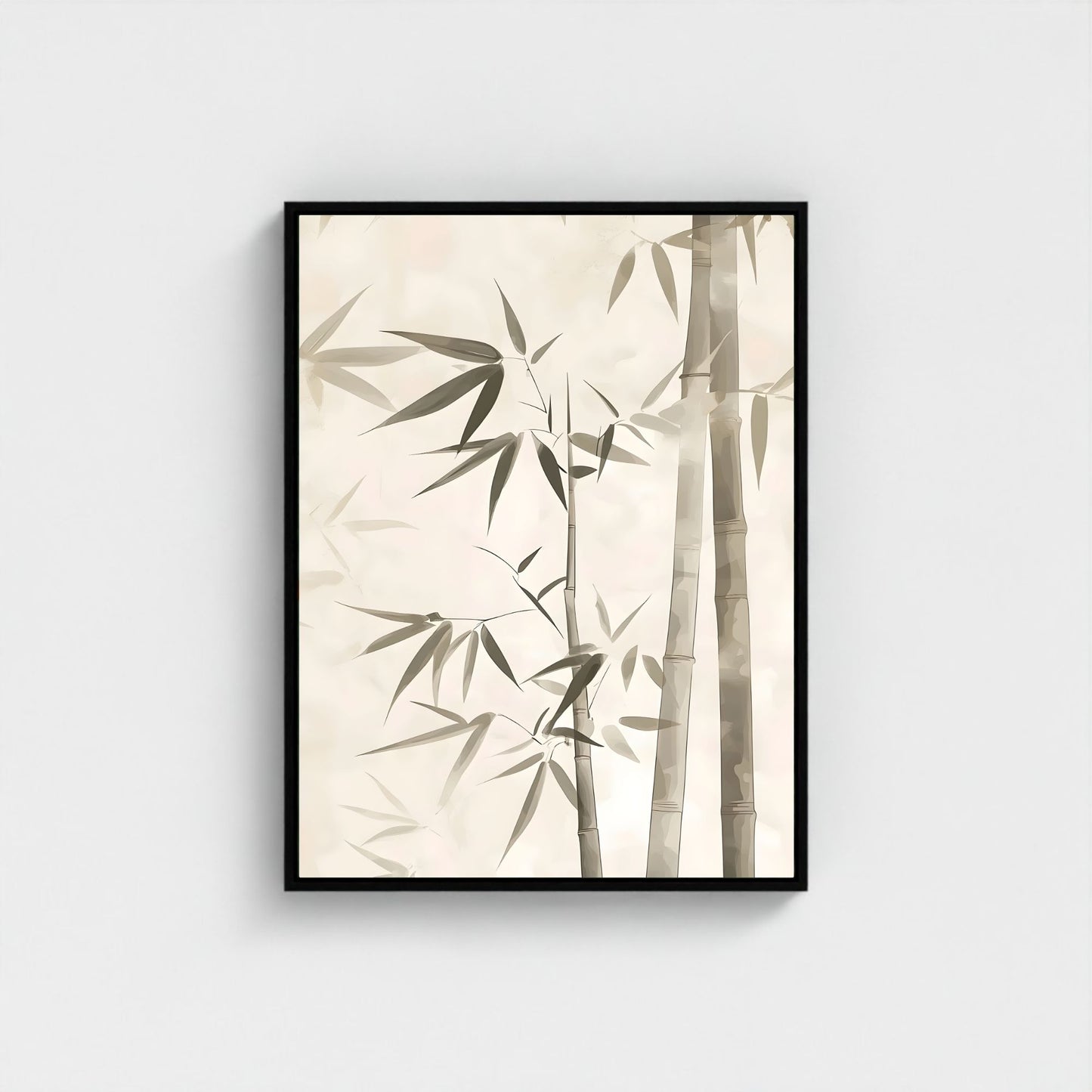 Minimalist Bamboo Botanical Framed Wall Art Canvas Print - Zen Neutral Nature Artwork