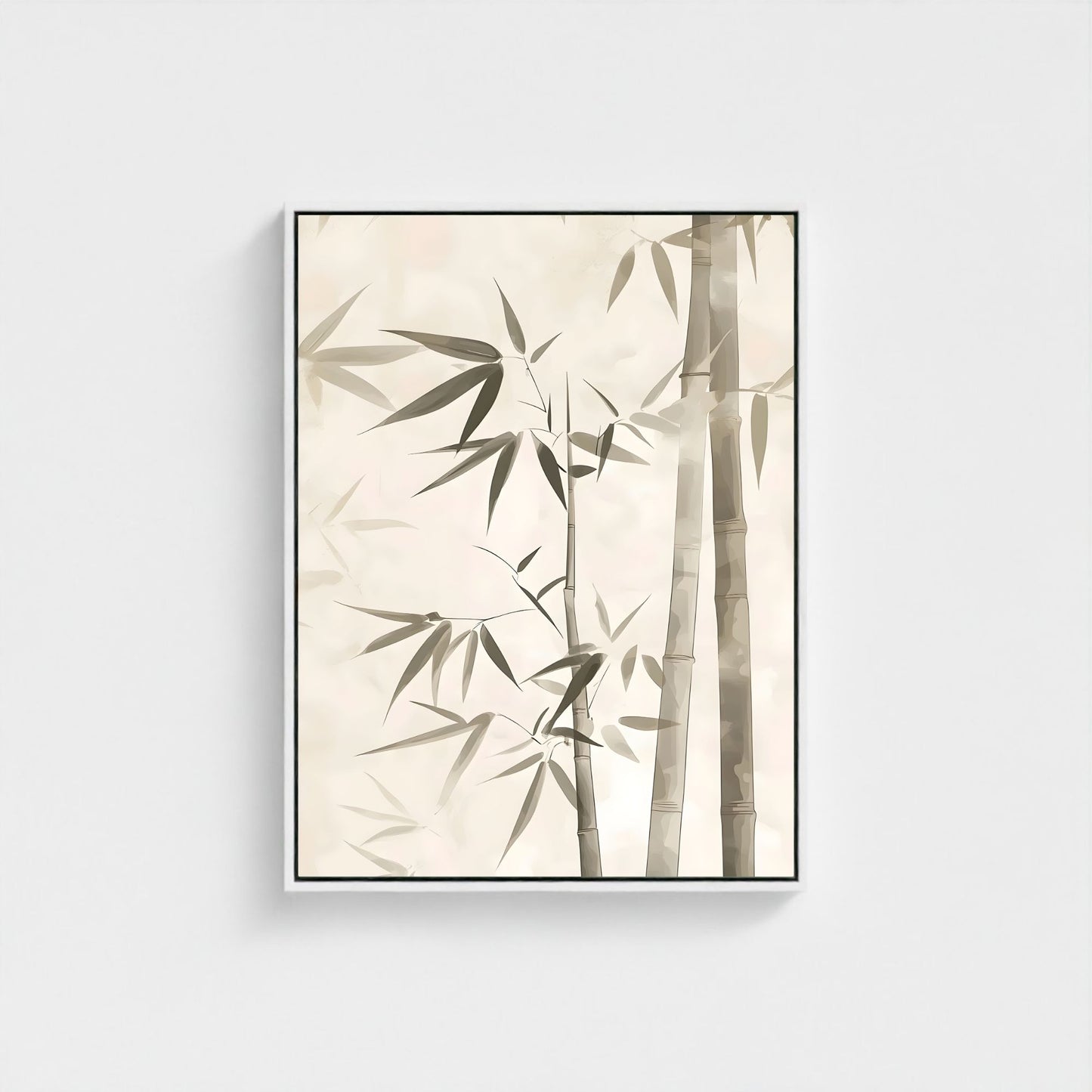 Minimalist Bamboo Botanical Framed Wall Art Canvas Print - Zen Neutral Nature Artwork