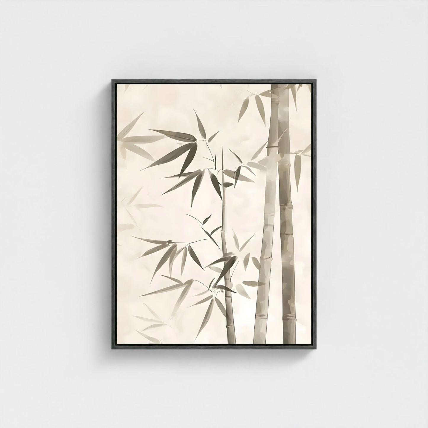 Minimalist Bamboo Botanical Framed Wall Art Canvas Print - Zen Neutral Nature Artwork