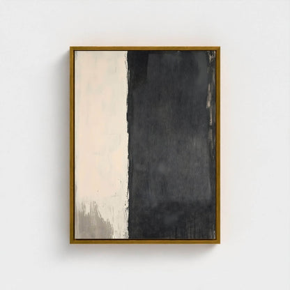 Minimalist Black Beige Abstract Framed Wall Art Canvas Print - Modern Neutral Textured Artwork