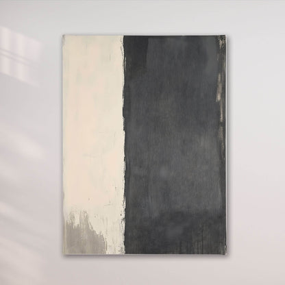 Minimalist Black Beige Abstract Framed Wall Art Canvas Print - Modern Neutral Textured Artwork