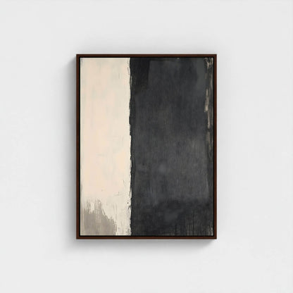 Minimalist Black Beige Abstract Framed Wall Art Canvas Print - Modern Neutral Textured Artwork