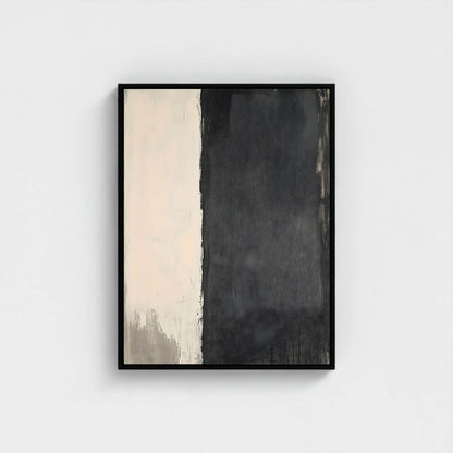 Minimalist Black Beige Abstract Framed Wall Art Canvas Print - Modern Neutral Textured Artwork