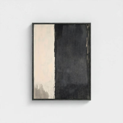 Minimalist Black Beige Abstract Framed Wall Art Canvas Print - Modern Neutral Textured Artwork