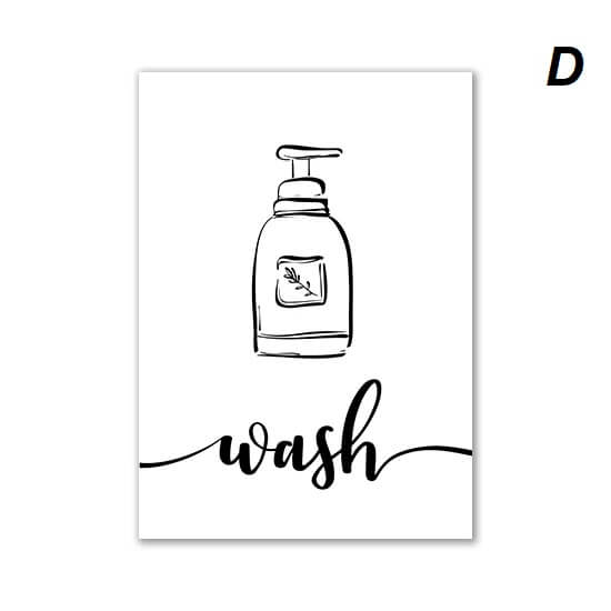 Minimalist Black White Laundry Icons Canvas Prints Wall Art Nordic Pictures For Bathroom Wall Décor
