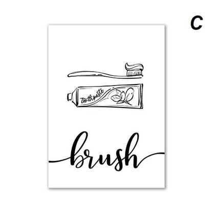 Minimalist Black White Laundry Icons Canvas Prints Wall Art Nordic Pictures For Bathroom Wall Décor