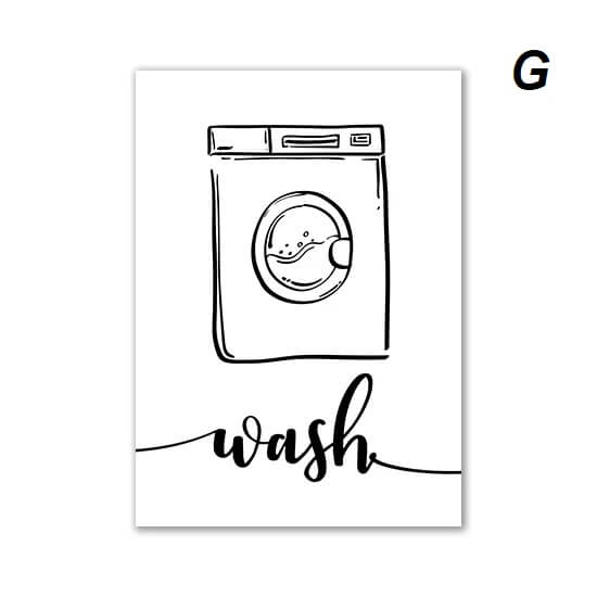 Minimalist Black White Laundry Icons Canvas Prints Wall Art Nordic Pictures For Bathroom Wall Décor