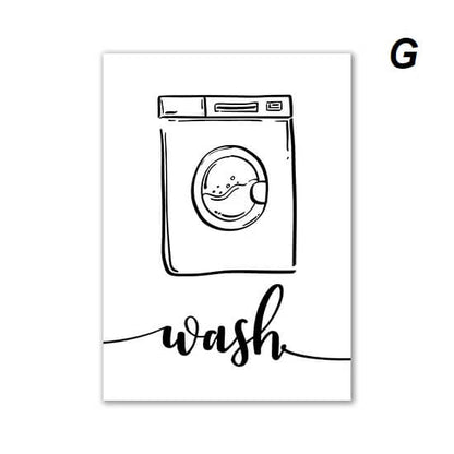 Minimalist Black White Laundry Icons Canvas Prints Wall Art Nordic Pictures For Bathroom Wall Décor