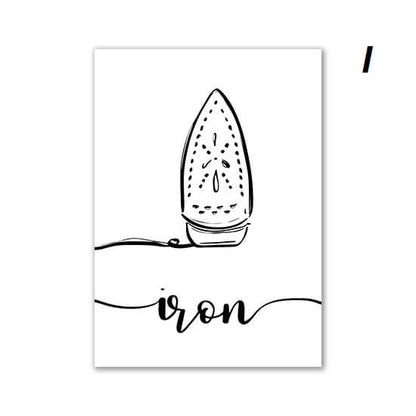 Minimalist Black White Laundry Icons Canvas Prints Wall Art Nordic Pictures For Bathroom Wall Décor
