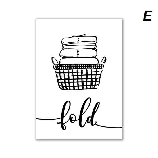 Minimalist Black White Laundry Icons Canvas Prints Wall Art Nordic Pictures For Bathroom Wall Décor