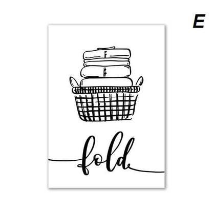 Minimalist Black White Laundry Icons Canvas Prints Wall Art Nordic Pictures For Bathroom Wall Décor