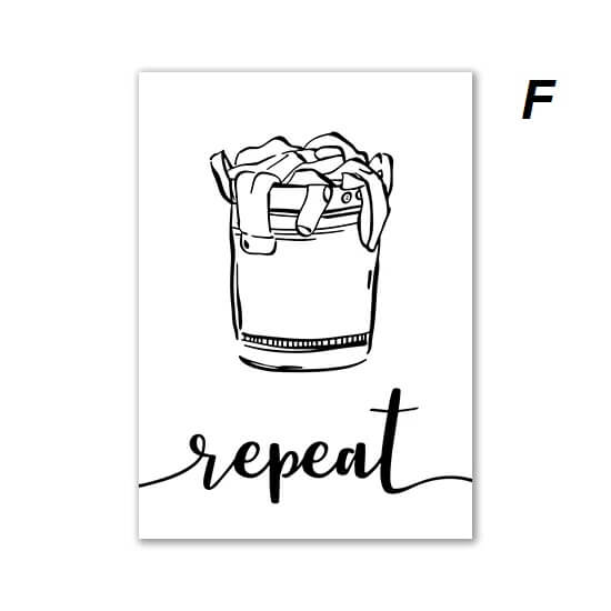 Minimalist Black White Laundry Icons Canvas Prints Wall Art Nordic Pictures For Bathroom Wall Décor
