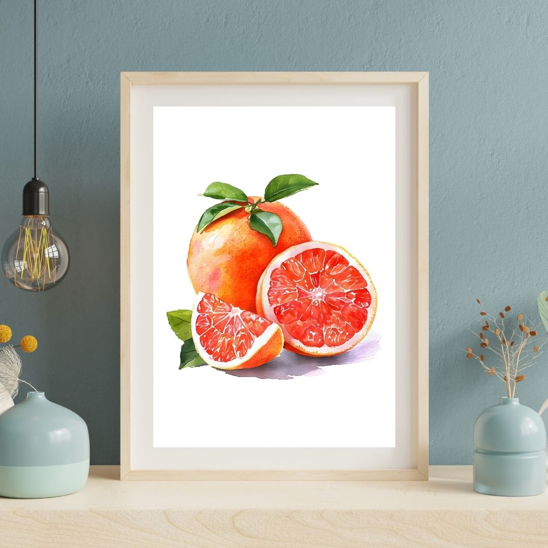 Minimalist Citrus Fruits Canvas Wall Art Prints Orange Kiwi Peach Raspberry Poster For Modern Kitchen Dining Room Wall Decor