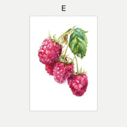 Illustration of pink raspberries with green leaves on a white background