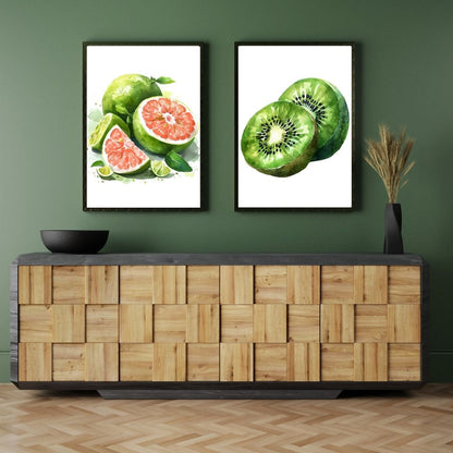 Minimalist Citrus Fruits Canvas Wall Art Prints Orange Kiwi Peach Raspberry Poster For Modern Kitchen Dining Room Wall Decor