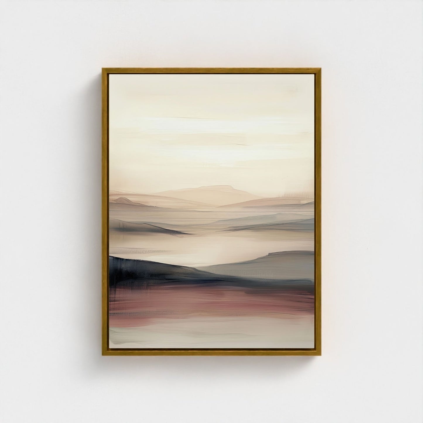 Minimalist Desert Landscape Framed Wall Art Canvas Print - Neutral Modern Artwork