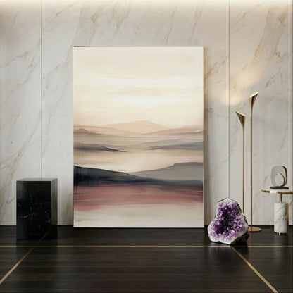 Minimalist Desert Landscape Framed Wall Art Canvas Print - Neutral Modern Artwork