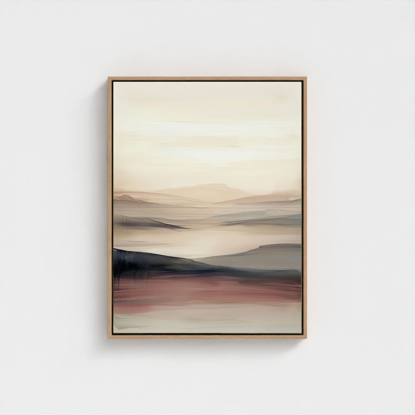 Minimalist Desert Landscape Framed Wall Art Canvas Print - Neutral Modern Artwork
