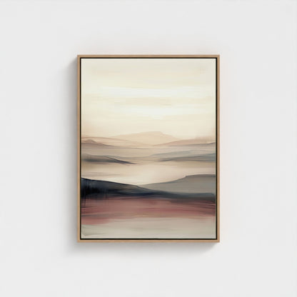 Minimalist Desert Landscape Framed Wall Art Canvas Print - Neutral Modern Artwork