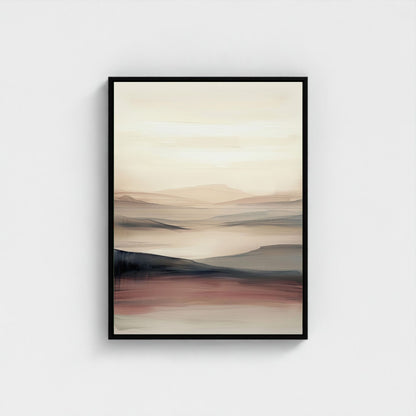 Minimalist Desert Landscape Framed Wall Art Canvas Print - Neutral Modern Artwork