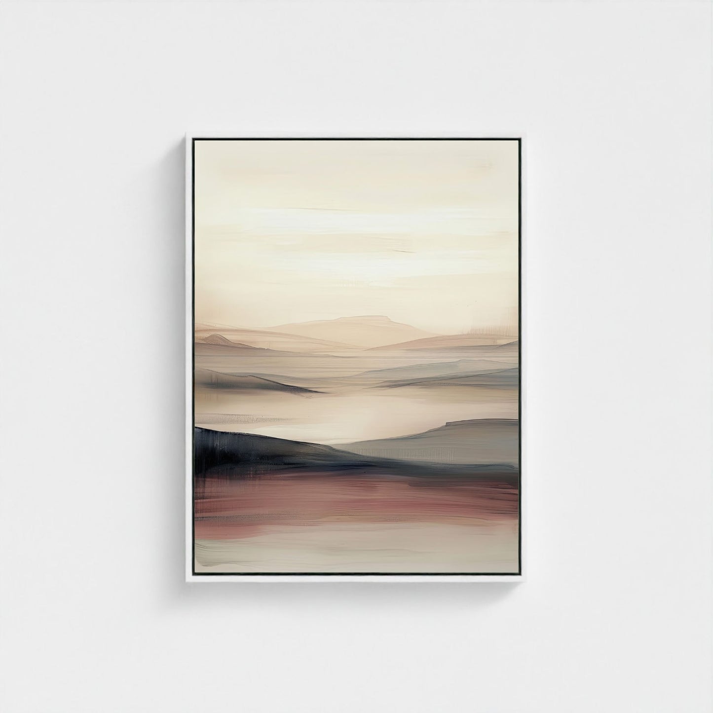 Minimalist Desert Landscape Framed Wall Art Canvas Print - Neutral Modern Artwork