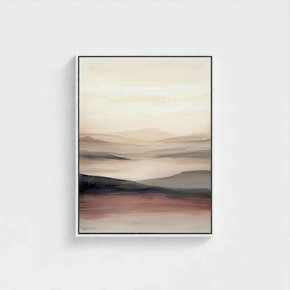 Minimalist Desert Landscape Framed Wall Art Canvas Print - Neutral Modern Artwork