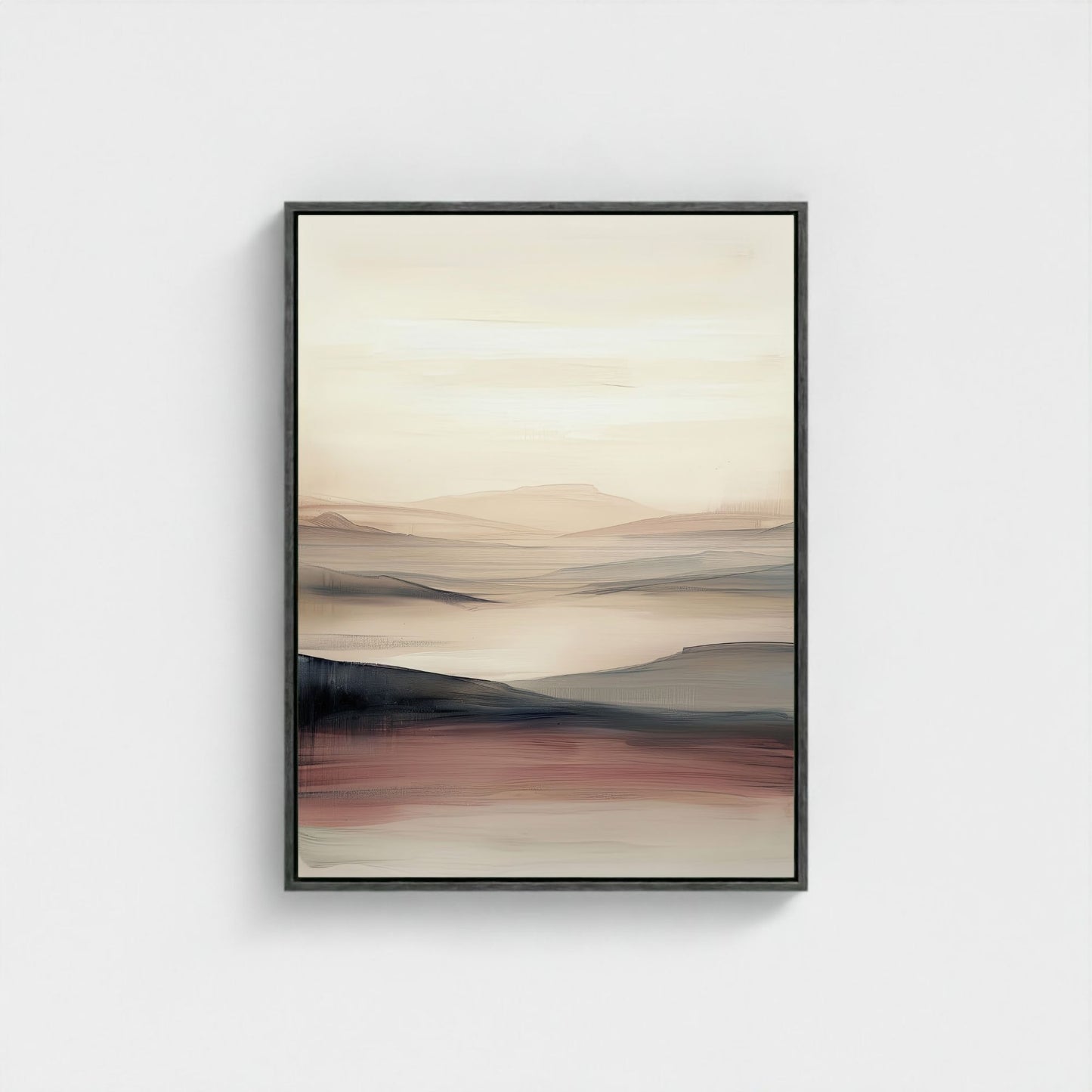 Minimalist Desert Landscape Framed Wall Art Canvas Print - Neutral Modern Artwork