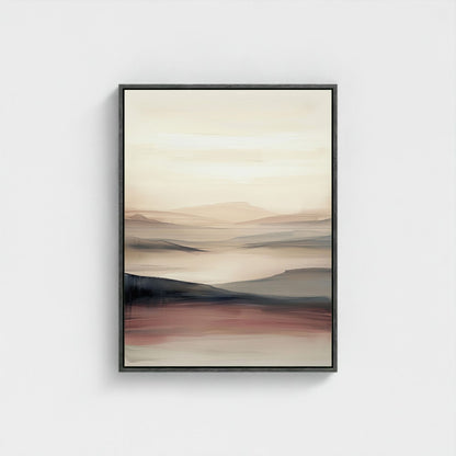Minimalist Desert Landscape Framed Wall Art Canvas Print - Neutral Modern Artwork