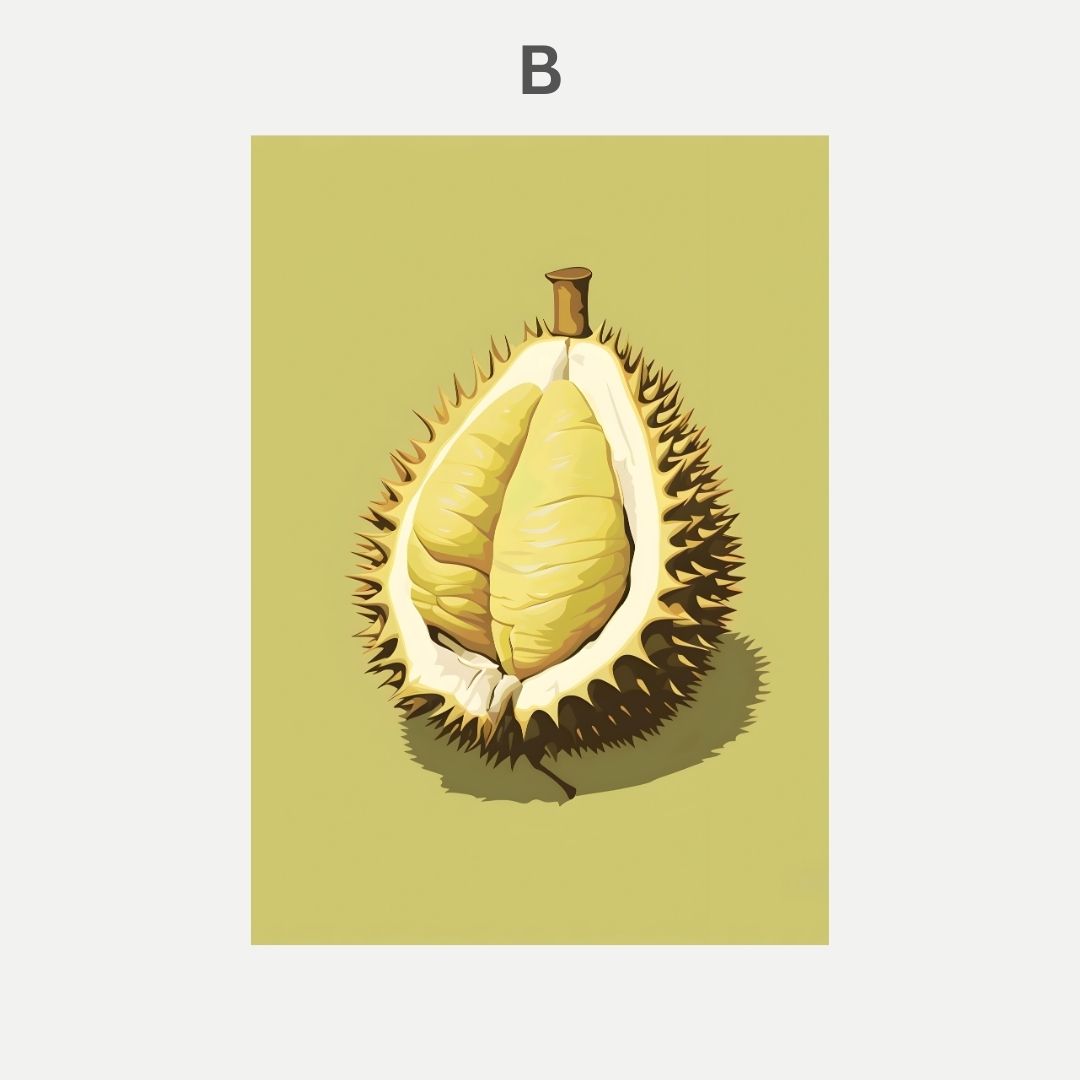 Illustration of a durian fruit on a green background