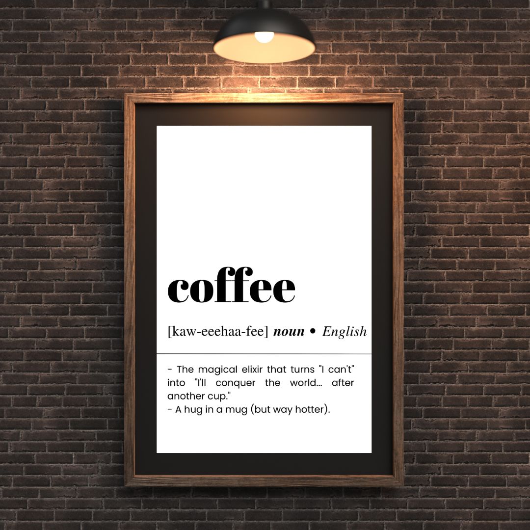 Minimalist Funny Coffee Whiskey Wine Definition Canvas Art For Kitchen Dining Room Wall Decor