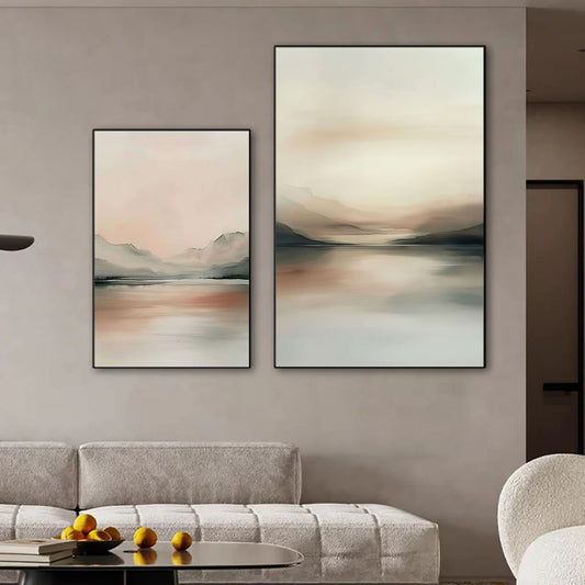 Minimalist Japandi Landscape Canvas Wall Art Neutral Tones Abstract Nature Poster for Modern Zen Home Decor