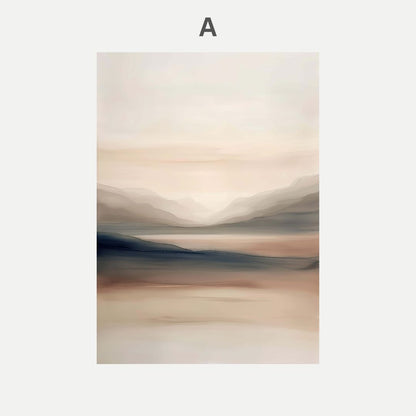 Minimalist Japandi Landscape Canvas Wall Art Neutral Tones Abstract Nature Poster for Modern Zen Home Decor