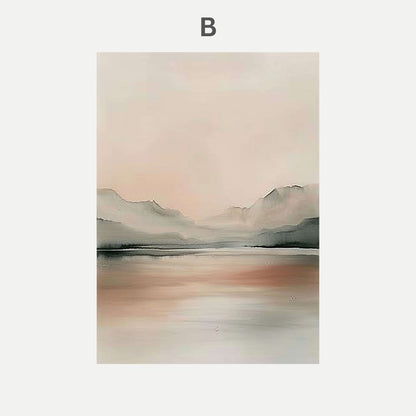 Minimalist Japandi Landscape Canvas Wall Art Neutral Tones Abstract Nature Poster for Modern Zen Home Decor