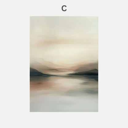 Minimalist Japandi Landscape Canvas Wall Art Neutral Tones Abstract Nature Poster for Modern Zen Home Decor