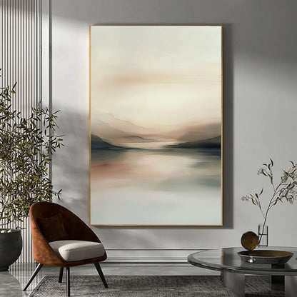 Minimalist Japandi Landscape Canvas Wall Art Neutral Tones Abstract Nature Poster for Modern Zen Home Decor