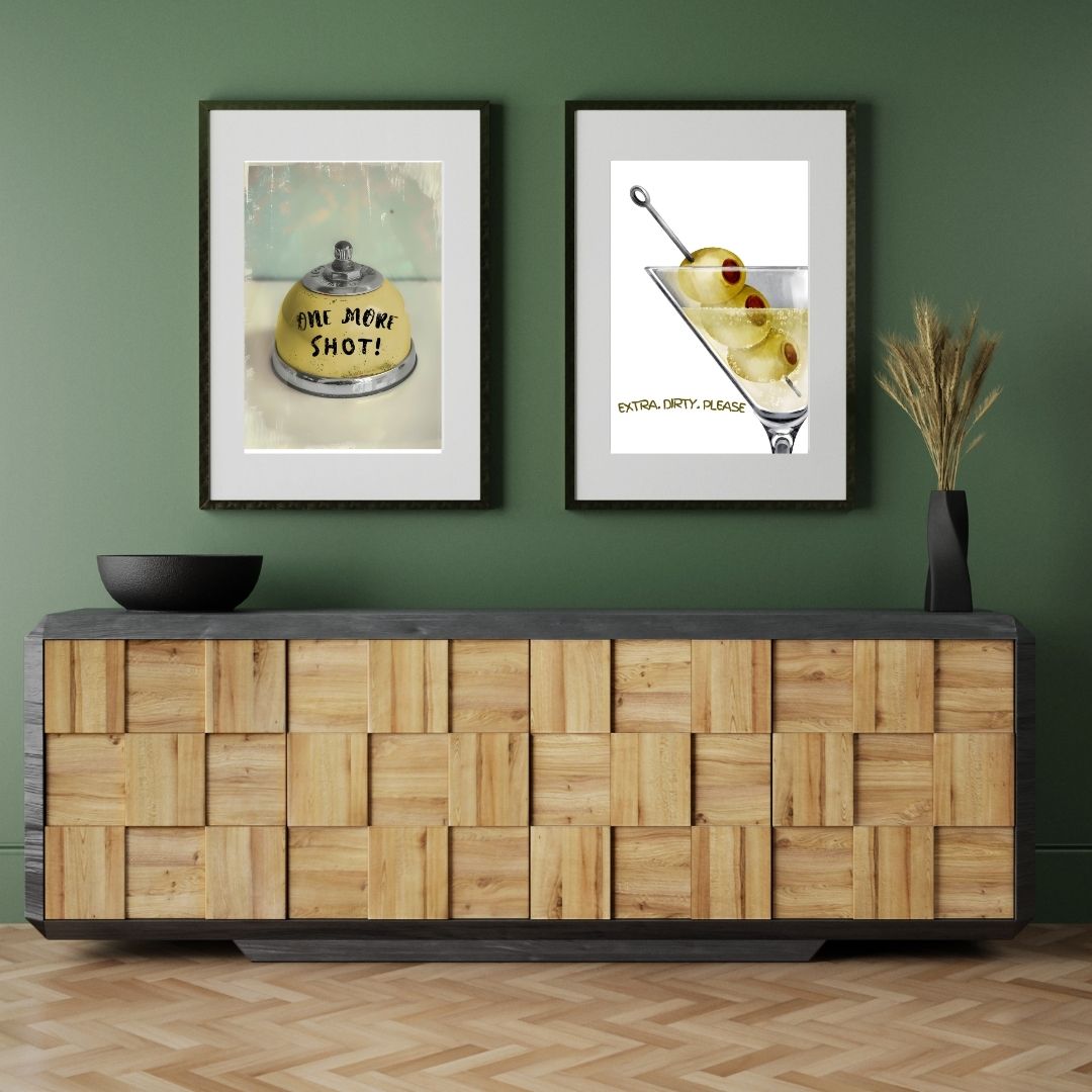 Minimalist Martini Olives Cocktail Kitchen Art Print Canvas Retro Poster For Dining Room Bar Wall Decor