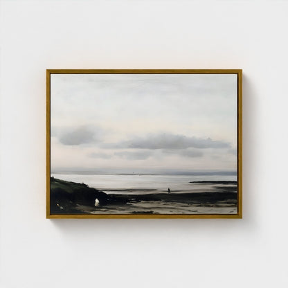 Minimalist Neutral Abstract Landscape Framed Wall Art Canvas Print – Modern Beige Black Art for Contemporary Home Decor