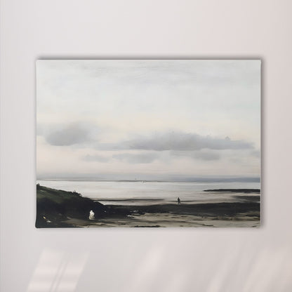 Minimalist Neutral Abstract Landscape Framed Wall Art Canvas Print – Modern Beige Black Art for Contemporary Home Decor