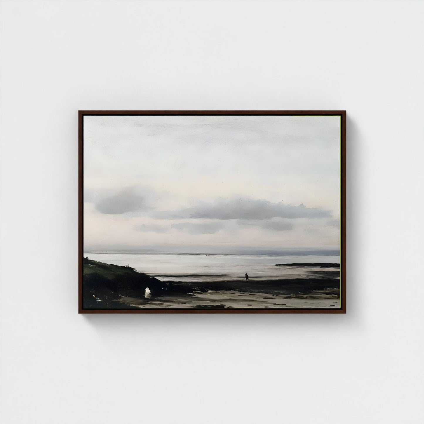 Minimalist Neutral Abstract Landscape Framed Wall Art Canvas Print – Modern Beige Black Art for Contemporary Home Decor