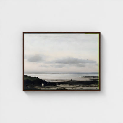 Minimalist Neutral Abstract Landscape Framed Wall Art Canvas Print – Modern Beige Black Art for Contemporary Home Decor