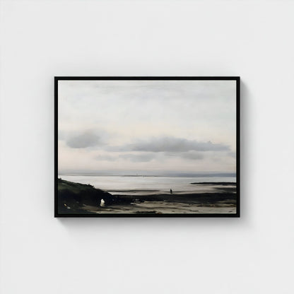 Minimalist Neutral Abstract Landscape Framed Wall Art Canvas Print – Modern Beige Black Art for Contemporary Home Decor
