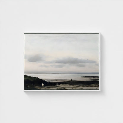 Minimalist Neutral Abstract Landscape Framed Wall Art Canvas Print – Modern Beige Black Art for Contemporary Home Decor