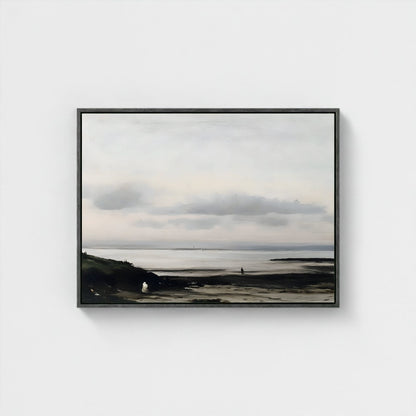Minimalist Neutral Abstract Landscape Framed Wall Art Canvas Print – Modern Beige Black Art for Contemporary Home Decor