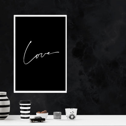 Minimalist Nordic Black Pink Love Wall Art Canvas Print For Modern Living Room Bedroom Home Decor