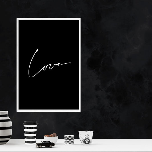 Minimalist Nordic Black Pink Love Wall Art Canvas Print For Modern Living Room Bedroom Home Decor