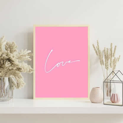 Minimalist Nordic Black Pink Love Wall Art Canvas Print For Modern Living Room Bedroom Home Decor