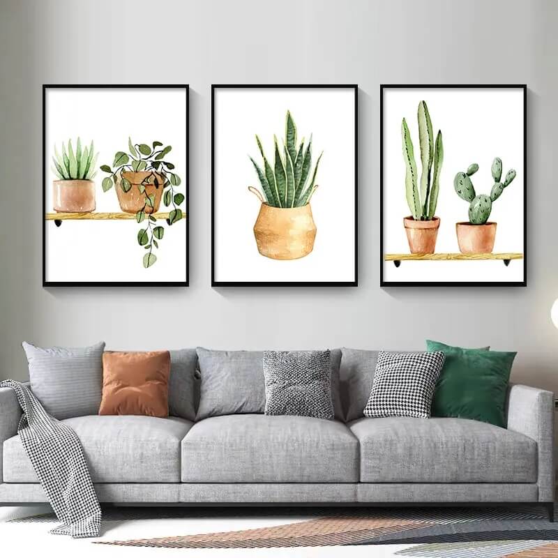 Minimalist Green Plants Pot Wall Art Canvas Prints Nordic Watercolor Botanical Poster Cactus Pictures For Scandinavian Living Room Kitchen Décor
