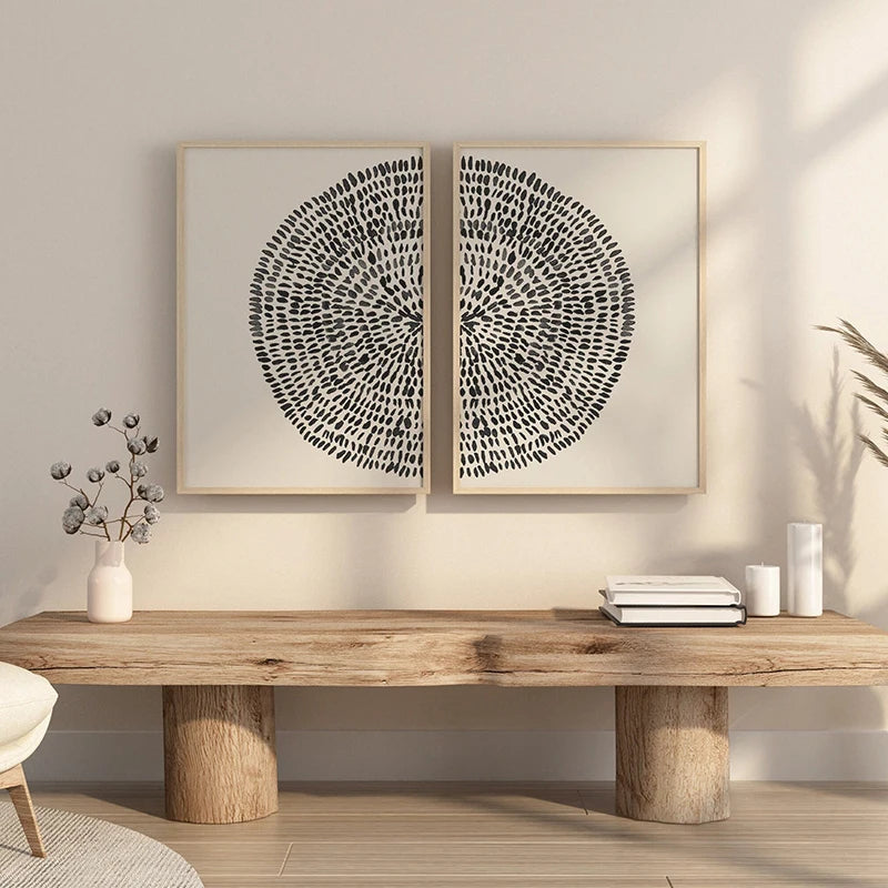 Minimalist Black White Geometric Dot Circle Abstract Canvas Print Wall ...