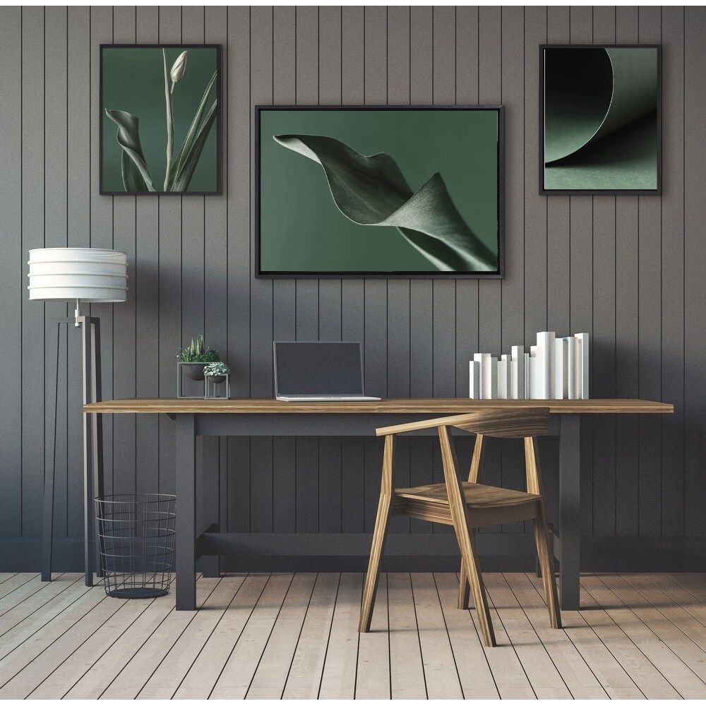 Minimalist Green Tropical Nordic Botanical Plants Canvas Prints Gallery Wall Art Set Of 3 Posters For Modern Scandinavian Living Room Wall Decor